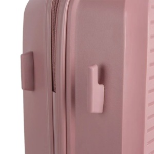 Valiza - Troler, Model cu dungi reliefate, Capacitate 33L, Culoare roz - Img 5