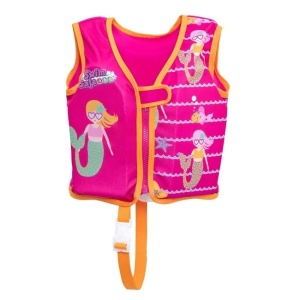 Vesta Inot pentru Copii 1-3 Ani/11-19kg, Bestway, Model Sirena, din Spuma, cu protectie solara, Fucsia - Img 1