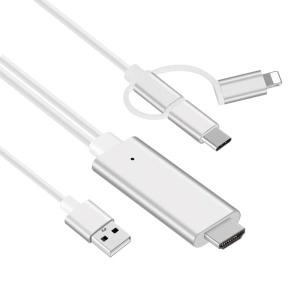 Adaptor 3in1, de la HDMI la Lightning/MicroUSB/USB-C, Redare 4K, Lungime cablu 2m - Img 4