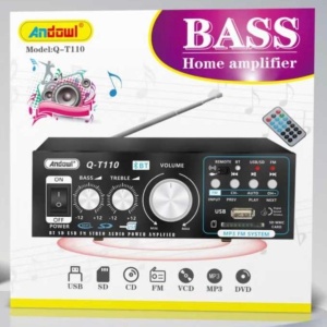 Amplificator Bass profesional tip statie T110, cu bluetooth, radio FM si telecomanda, negru - Img 5