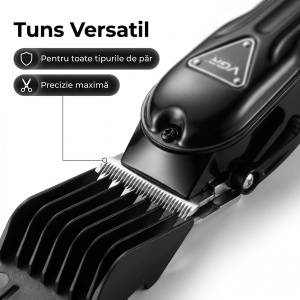 Aparat de tuns fara fir VGR V-298, 4 Distantiere, Afisaj LED, Acumulator 1500mAh/Autonomie mare, Negru - Img 9