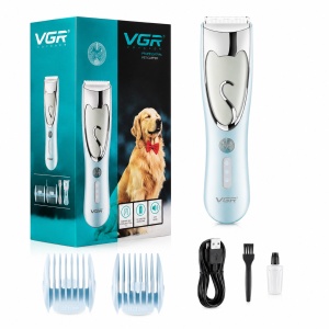 Aparat de tuns pentru animale VGR V-203, Lame ceramice si Otel inoxidabil, Autonomie 150 Minute, Incarcare USB, 2 Piepteni Distantatori