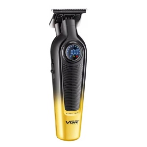 Aparat de Tuns VGR V-996, Profesional, Ecran LED, Reîncărcabil, Lame T-Shape din Oțel, 4 Piepteni, Negru-Galben - Img 3