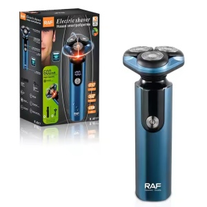 Aparat electric de ras, RAF R4017, 3W, IPX7, 360°, incarcare USB, afisaj digital, 4x14cm, albastru - Img 1