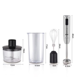Blender RAF R3007, 4 in 1, 1600W, cu recipient de 500ml, vas de 600ml, tel si lame din otel, 2 viteze, argintiu-negru - Img 6