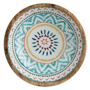 Bol cu model aztec, din lemn emailat, diametru 25x8cm, multicolor - Img 2