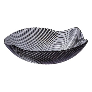 Bol de servire, in forma de frunze, din plastic, dimensiuni 28x29.5x7.5cm, gri - Img 1