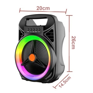 Boxa portabila cu lumina RGB, CS-0604, cu difuzor 6.5", USB, 8W, Negru - Img 4