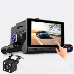 Camera Tripla Auto DVR , cu Ecran Tactil, Video Full HD 1080x1920, Senzor Miscare, Negru - Img 1