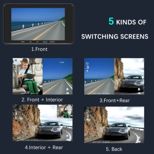 Camera Tripla Auto DVR, Display 4", Full HD 1080p, Unghi de 170°, Negru - Img 5