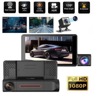 Camera Tripla Auto DVR, Display 4", Full HD 1080p, Unghi de 170°, Negru - Img 12