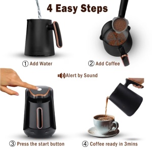 Cana Electrica pentru Cafea sau Ceai, R103, 600W, 300ml, Negru cu insertii aurii - Img 7