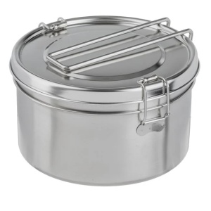Caserola din otel inoxidabil cu 2 compartimente, capac si 3 puncte de inchidere, Capacitate 1L - Img 2