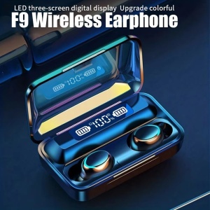 Casti Bluetooth EarBuds, TWS F9, Wireless, Afisaj LED, Control Touch, Functie Reducere Zgomot si Power Bank, Negru - Img 8