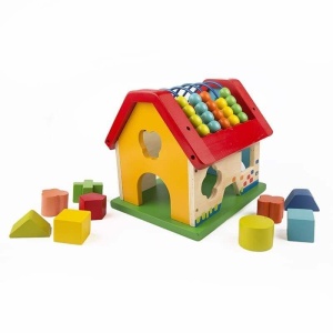 Casuta din lemn ABAC si sortator cu forme geometrice, pentru copii 2 ani+ - Img 2