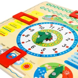 Ceas calendar educativ din lemn, Varsta 3 ani+, Dimensiune 30.5x30.5 cm - Img 2