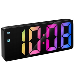 Ceas electronic LED cu afisaj RGB, Termometru si Alarma, Negru/Alb - Img 1