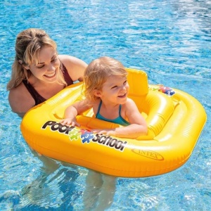Colac-Scaun pentru copii 1-2 Ani (11-15kg), Intex, 2 in 1, 79x79 cm, Galben - Img 1