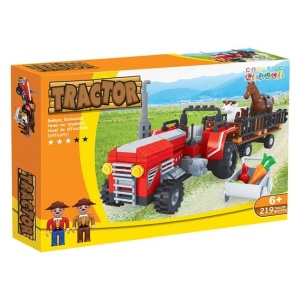 Cuburi de Constructie, Tractor cu 2 Figurine, 219 piese - Img 1