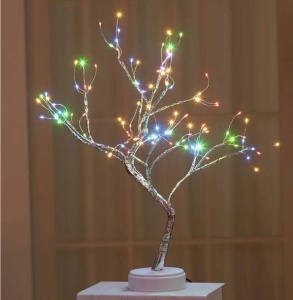 Decoratiune Luminoasa LED tip Veioza, Copacel cu 108 LED-uri, 50cm Inaltime, Lumina Alba Calda/Multicolora - Img 4