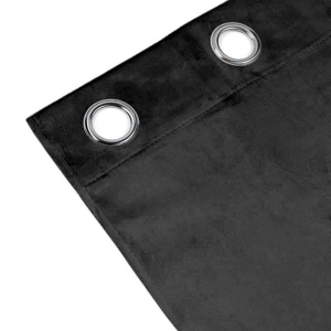 Draperie decorativa, tip blackout - nu lasa lumina sa treaca, cu aspect de piele suede, cu inele, 140x260 cm, negru - Img 1