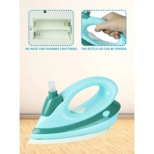 Fier de calcat de jucarie, cu spray pentru apa, sunete si lumini, din plastic, 21x10x11.4cm, verde - Img 5