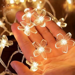 Ghirlanda Luminoasa Solara Flori de Cires cu 50 LED-uri, Lumina Alba Calda/Multicolora, 5m Lungime - Img 13