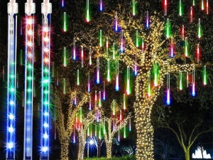 Instalatie de Craciun tip meteoriti cazatori, 8 turturi x36 LED, Lumina Multicolora - Img 6