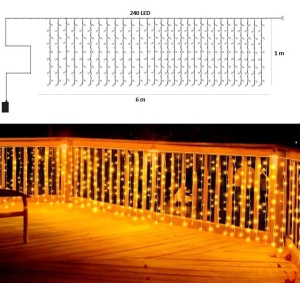 Instalatie Luminoasa cu Franjuri, 240 LED-uri, IP44, 6x1m, Lumina Alba Calda/Rece - Img 16