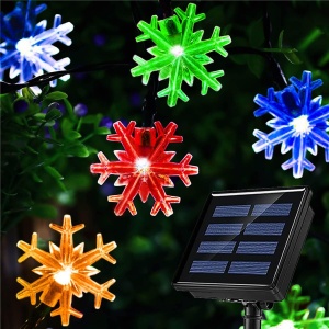 Instalatie solara cu 50 fulgi de nea, Lungime 7m, Lumina cald, rece sau multicolor