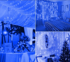 Instalatie Tip Perdea, Cablu Negru, 480 LED-uri, IP65, 6 x 2m, Lumina Alba Calda/Rece, Albastra, Multicolora - Img 15