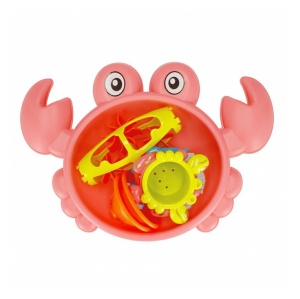 Jucarie pentru baie, in forma de Crab, cu alte 5 jucarii interioare, copii 3 ani+, plastic, 21x30x5 cm, albastru/roz - Img 8