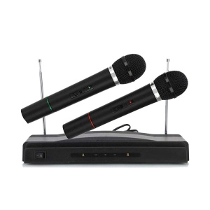Kit karaoke cu 2 microfoane si statie inclusa, Negru