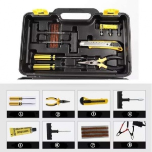 Kit pentru pana cu compresor 12V si accesorii pentru reparare si umflare anvelope - Img 3