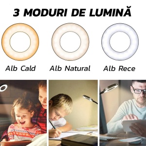 Lampa circulara LED Ring Light pentru selfi-uri, vlogging, machiaj sau apeluri video - Img 3