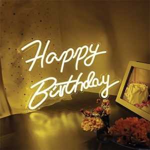 Lampa LED neon, lumina de culoare alba calda, model HAPPY BIRTHDAY, 40.8x29.5 cm, alb - Img 7