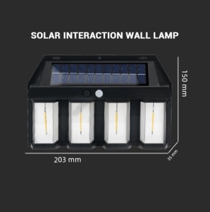 Lampa solara cu 4 LED-uri, 1.5W x 4, cu senzor de miscare, 600LM, acumulator 1600mAh, negru - Img 9