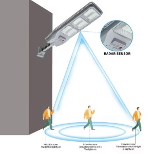 Lampa solara cu telecomanda si suport, 100/150/200W, senzor de miscare, 3/6/12 cadrane, 108 LED-uri, 6000k, 10000lm, IP66, 31x19, gri - Img 8