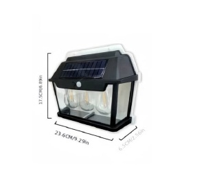 Lampa solara de perete cu 3 becuri LED, 3 moduri de functionare, 38W, 600Lm, senzor miscare, IP65, negru - Img 9