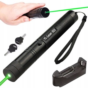 Laser pointer cu acumulator, Tip stilou, Portabil, Puternic cu raza 1km, 2 capete