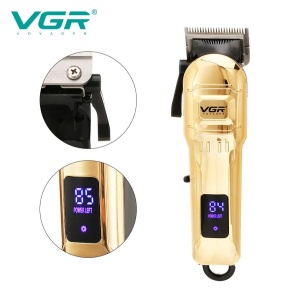 Masina de tuns profesionala VGR V-268, fara fir, incarcare cu USB, 10W, 4 distantiere, afisaj digital, auriu - Img 5