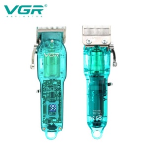 Masina tuns profesionala VGR V-660, fara fir, 8W, cu ecran LCD, lame din otel si afisaj LED, verde-transparent - Img 6