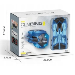 Masinuta care merge pe pereti si tavan, cu telecomanda si lumini, plastic, incarcare USB, rosu/albastru - Img 8