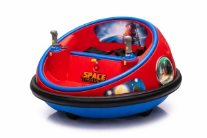 Masinuta electrica Bumper Car pentru copii, 2 joystick-uri, rotire 360°, lumini LED, centura siguranta, Rosu/Albastru - Img 2