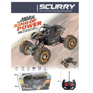Masinuta RC Scurry Climbing, 27mHz, Scara 1:14, pentru copii 3 ani+, 27x15.5x14.5cm, negru-portocaliu - Img 3