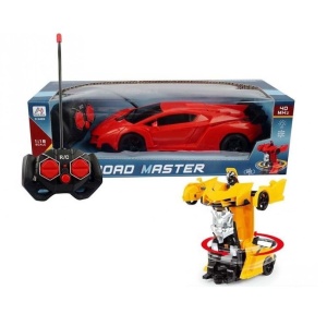 Masinuta-robot cu telecomanda, pentru copii 3 ani+, 40Hz, scara 1:18, plastic, 24x11x7 cm, rosu/galben - Img 1