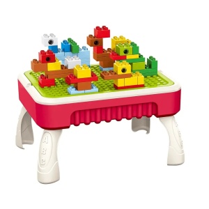Masuta de joaca multifunctionala 2 in 1, cu 50 piese, pentru copii, 35x26x20 cm, rosu/albastru - Img 1