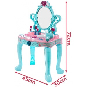 Masuta de Make-Up cu o Oglinda pentru Copii 3 ani+, cu Lumini si Sunete, 14 Accesorii 45x30x72 cm, Turcoaz - Img 5