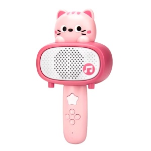 Microfon si difuzor pentru karaoke, pentru copii 3 ani+, Bluetooth, Plastic, Alb-Roz - Img 2