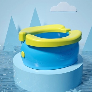 Olita pliabila si reductor WC, Banana Travel Potty, 2 in 1, plastic, 22x12x11 cm, albastru-galben - Img 6